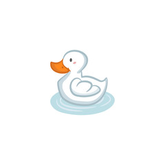 Swimming White Duck