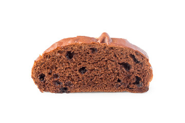 slice of chocolate chip loaf bread on white