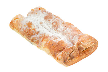 Baked roll bun on white