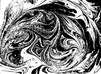 Black and white liquid texture. Watercolor hand drawn marbling illustration. Abstract vector background. Monochrome marble pattern.