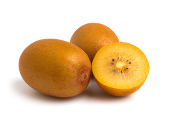 gold kiwi on white background.