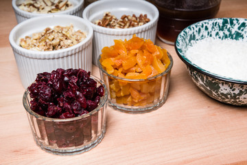 Ingredients for making fresh granola