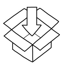 download box / cartoon vector and illustration, black and white, hand drawn, sketch style, isolated on white background.