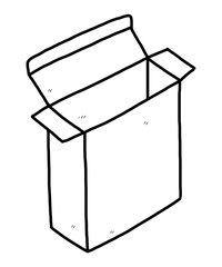 open paper box / cartoon vector and illustration, black and white, hand drawn, sketch style, isolated on white background.
