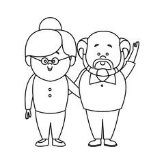 Couple of lovely people. Man and woman hold hands on a white background together family