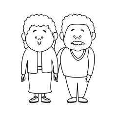 Couple of lovely people. Man and woman hold hands on a white background together family