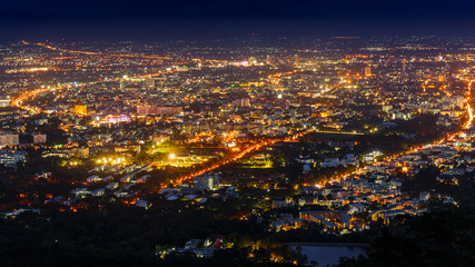 Naklejka premium night view of city of Chiangmai , Thailand