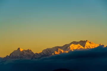 Cercles muraux Kangchenjunga Dramatic landscape Kangchenjunga mountain with colorful from sunlight at Sandakphu