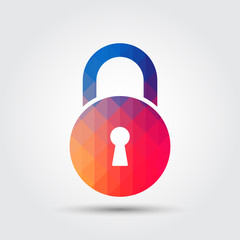 Padlock icon, Colorful geometric style © natrot