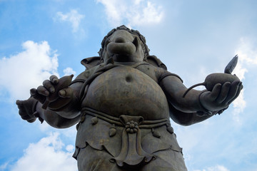 CHACHOENGSAO, THAILAND - JULY 23: Bottom view of large statue of Lord Ganesha