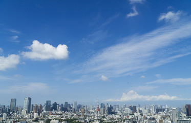 Naklejka premium 東京風景 7月 東京タワーと都心の街並み