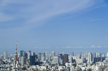 東京風景　東京タワーと都心の街並み　田町　芝浦方面
