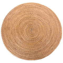 golden  round wicker mat on white background