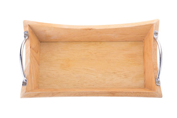 Square wooden tray on a white background