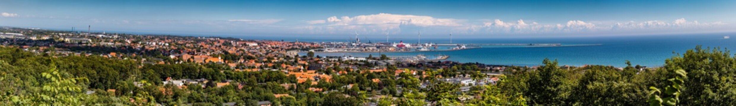 Panorama of Frederikshavn in Denmark 2017. Shot at Pikkerbakken hiking spot. Stitch of more than 5 shots.