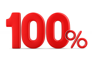 One hundred percent on white background. Isolated 3D illustration