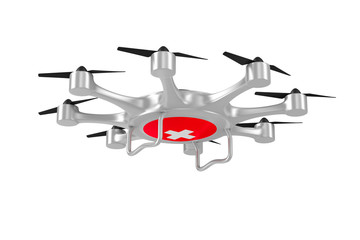 ambulance octocopter on white background. Isolated 3d illustration