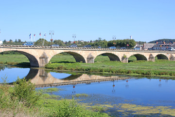 Fototapeta na wymiar Bridge at Selles sur cher, France