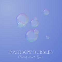 Rainbow soap bubbles in realistic vector style