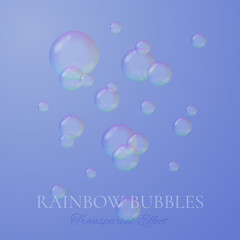 Rainbow soap bubbles in realistic vector style