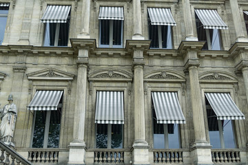 Old Windows with Striped Binds in Paris - 165254626