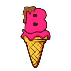 Ice Cream Cone Letter B strawberry cream