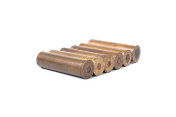 Old bullets isolated on white background