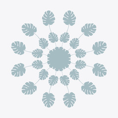 Trendy Round Tropical Leaves Decoration Element. Pastel Colored © Aylin Art Studio