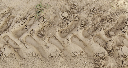 Ruts in the sand in nature