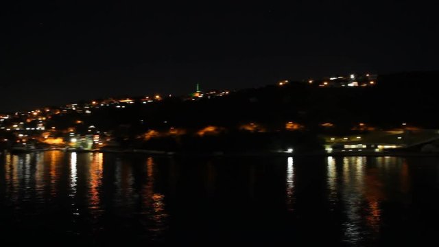 View from the Bosphorus at night Istanbul