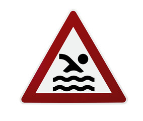 Schild Achtung ertinken