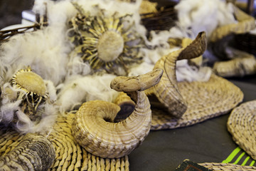Medieval horns prepared and decorated