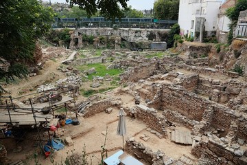 archeological excavation dig site near the city center in Athens, Greece