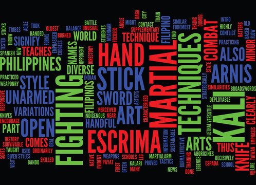 THE MARTIALARM INTRO TO ARNIS Text Background Word Cloud Concept