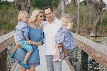 young family on the street