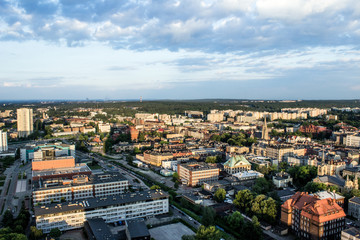 View of southwestern part of Katowice from the bird's eye view