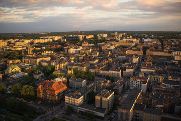 View of town Katowice from the bird's eye view