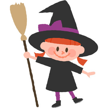 a vector illustration of a girl wearing halloween costumes