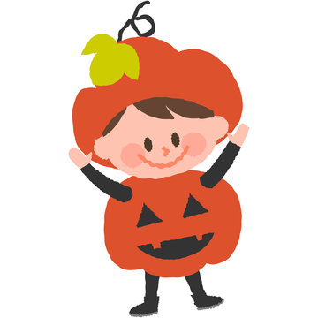 a vector illustration of a boy wearing halloween costumes