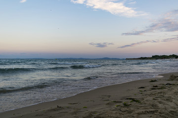 Choppy sea and cloudy sky