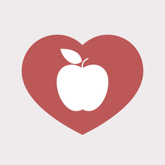 Isolated heart with an apple