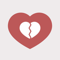 Isolated heart with a broken heart