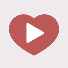 Isolated heart with a play sign