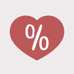 Isolated heart with a discount sign
