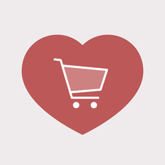 Isolated heart with a shopping cart