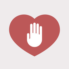 Isolated heart with a hand