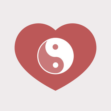 Isolated heart with a ying yang