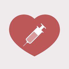 Isolated heart with a syringe