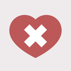 Obraz premium Isolated heart with an x sign