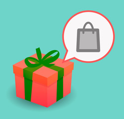 Long shadow present with a shopping bag